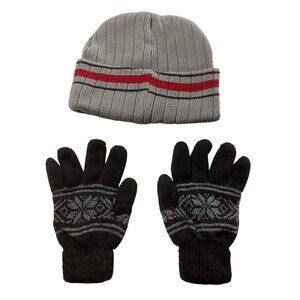 2 Piece Set Consisting Of A Knit Beanie & Matching Gloves, One Size